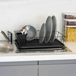 Dish-Rack-Drainer-With-Drip-Tray-and-Cutlery-Holder Dish Rack Drainer With Drip Tray and Cutlery Holder